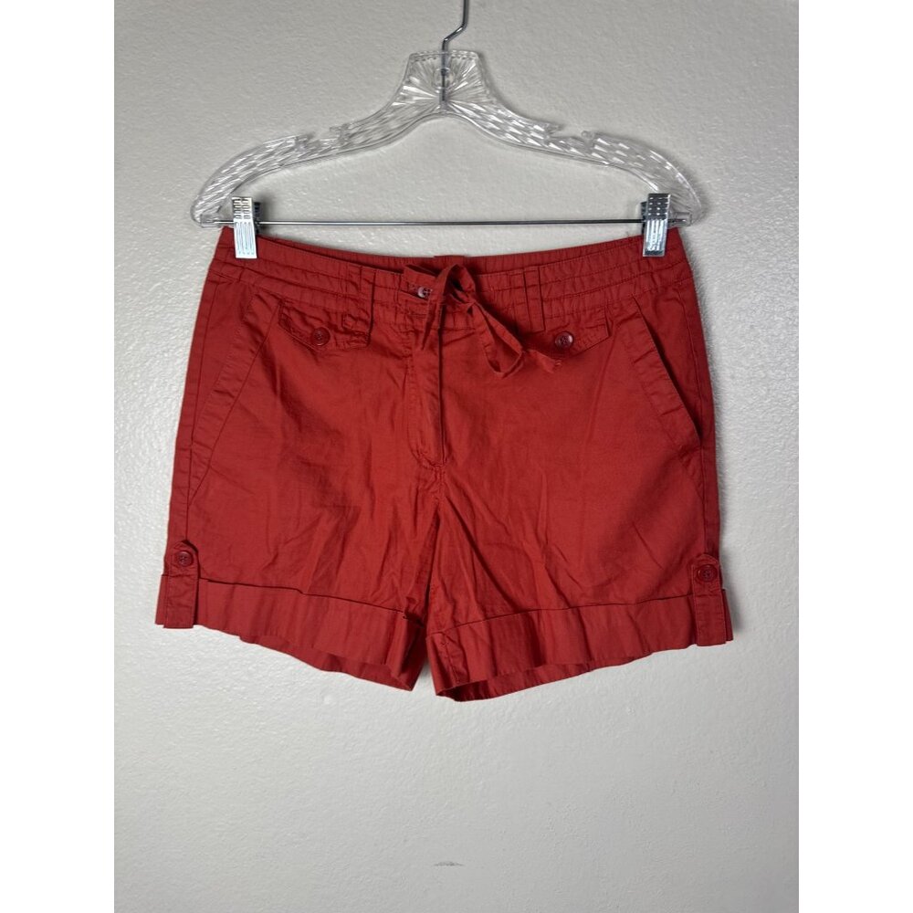 Sandro Womens Red Orange 100% Cotton Shorts Size 6 Casual Summer Spring